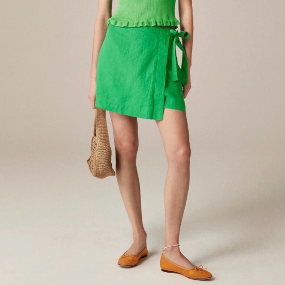 J Crew Linen Wrap Skirt
